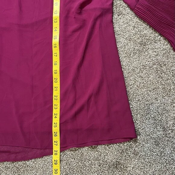 Alfani Women’s Top Blouse Plus Size 1X Lined V Neck Magenta Long Sleeves NWT - Picture 7 of 12